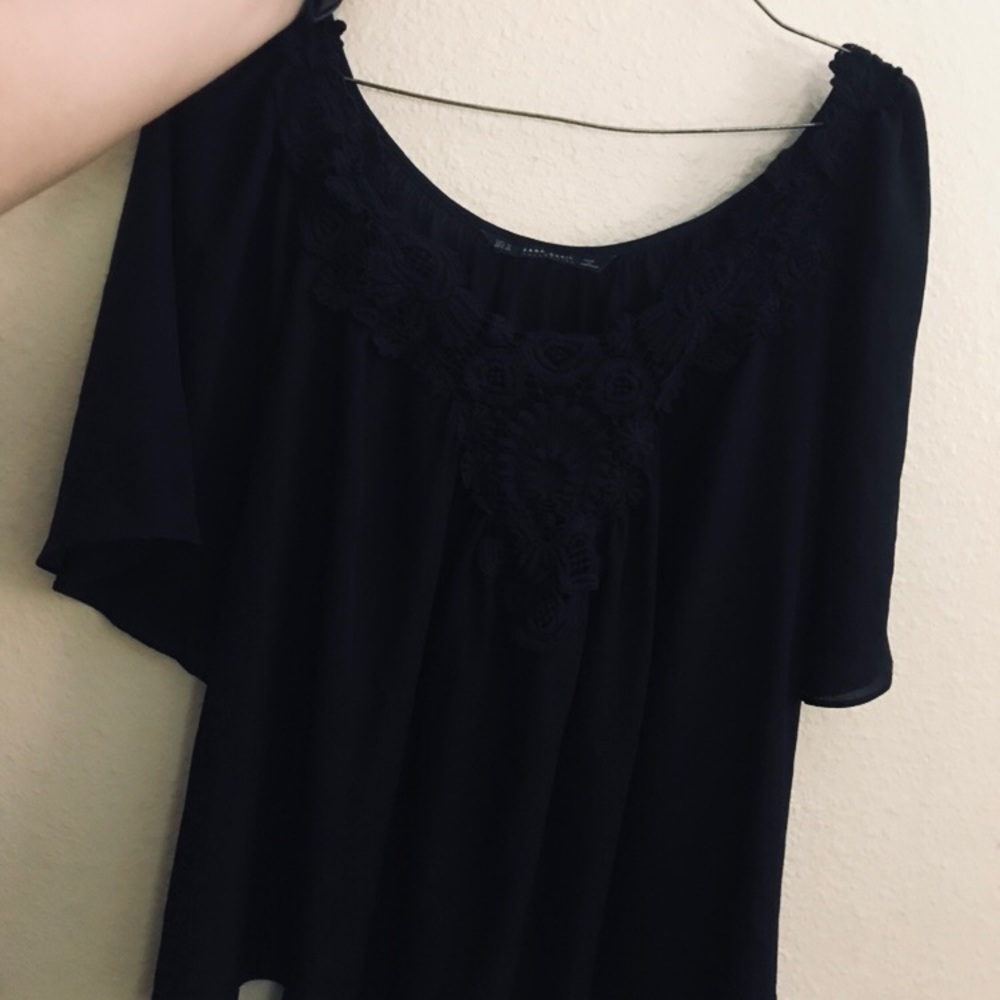 ZARA Black Flowy Top
